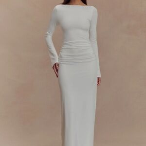 MESHKI Vienna Slinky Cut out Maxi Dress White